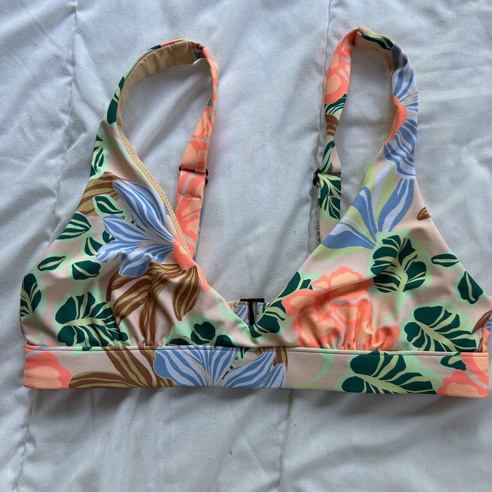 NWOT RIP CURL WOMEN'S Size Med Follow The Sun BIKINI TOP SWIM Floral Palm